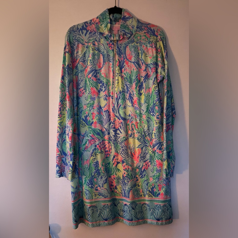 EUC Lilly Pulitzer Skipper Popover Dress - Mermaids Cove - Large